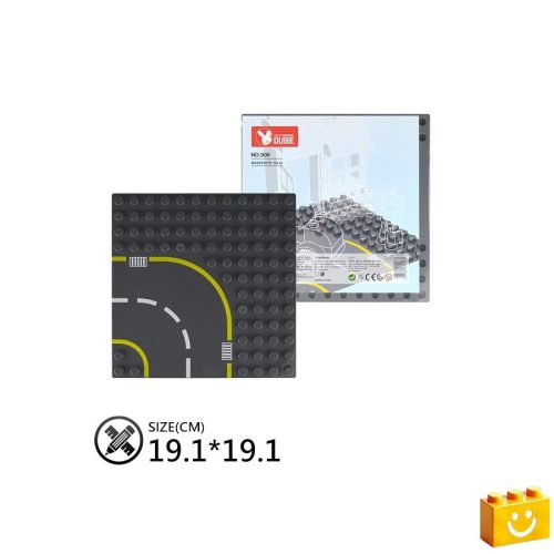 WANGE® 906 - DUPLO kompatibilis építőjáték alaplap nagy méretű kockákhoz - 12×12 bütyök - út kanyar