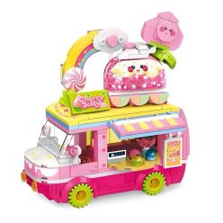   QMAN® 31016 - Lego-kompatibilis építőjáték lányoknak - 288 db építőkocka - Shiny Jelly fagyiskocsi