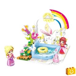   QMAN 32019 - Unicornisos medence építőjáték - 100% kompatibilis minden más kedvelt márkával