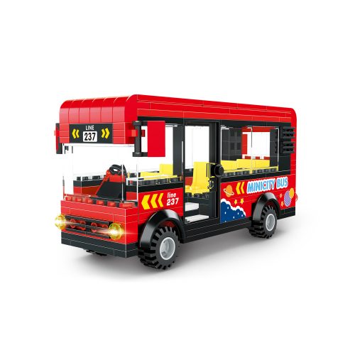 WANGE® 3972 | legó-kompatibilis építőjáték | 229 db építőkocka | Intercity piros busz
