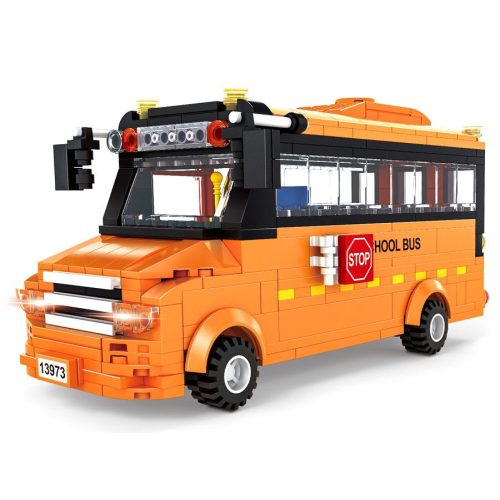 WANGE® 3973 | legó-kompatibilis építőjáték | 367 db építőkocka | Narancssárga iskolabusz