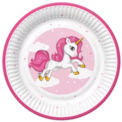 Unikornis Pink Heart papírtányér 8 db-os 18 cm