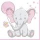 Baby elefánt Pink Balloon szalvéta 20 db-os 33x33 cm