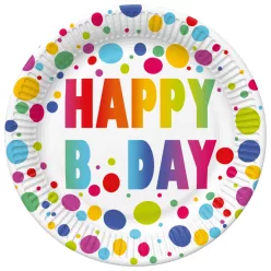 Happy Birthday Dots papírtányér 8 db-os 22,7 cm