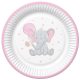 Baby elefánt Pink Balloon papírtányér 8 db-os 18 cm