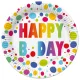 Happy Birthday Dots papírtányér 8 db-os 18 cm