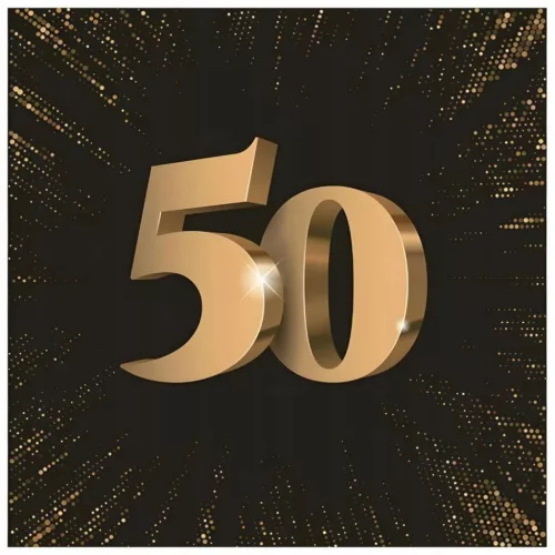 Happy Birthday 50 3D Black szalvéta 20 db-os 33x33 cm
