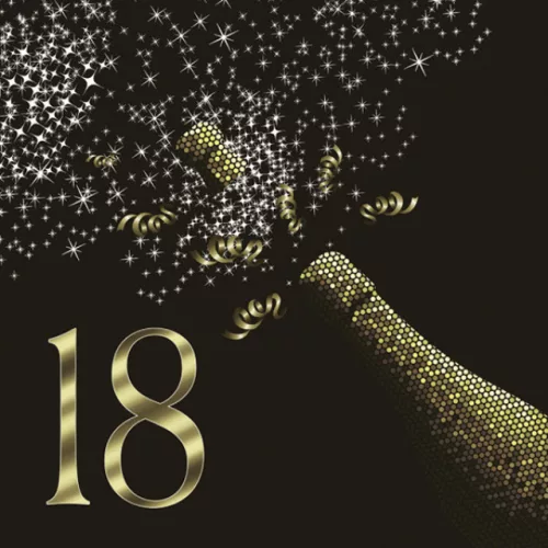 Happy Birthday 18 Golden Champagne szalvéta 20 db-os 33x33 cm