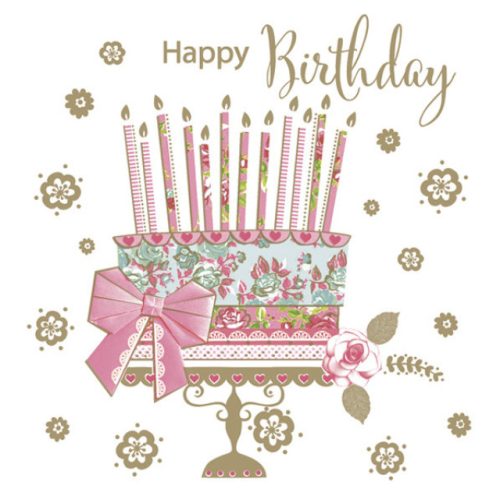 Happy Birthday Cake on Gold Stand szalvéta 20 db-os 33x33 cm