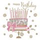 Happy Birthday Cake on Gold Stand szalvéta 20 db-os 33x33 cm