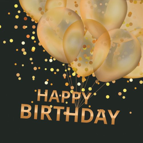 Happy Birthday Gold Balloons szalvéta 20 db-os 33x33 cm