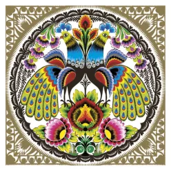 Állatos Folk Peacocks Gold szalvéta 20 db-os 33x33 cm