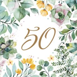 Happy Birthday 50 Floral Frame szalvéta 20 db-os 33x33 cm