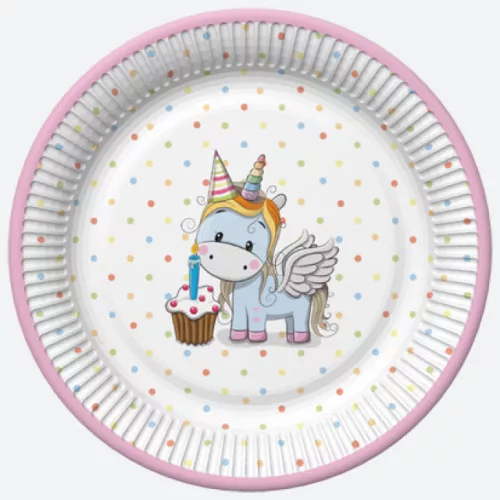 Unikornis Sweet papírtányér 8 db-os 22,7 cm