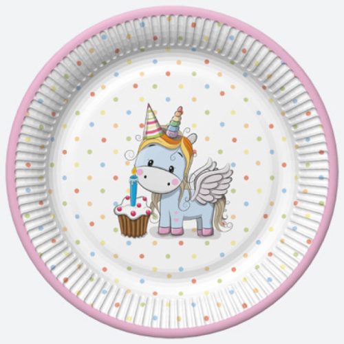 Unikornis Sweet papírtányér 8 db-os 18 cm