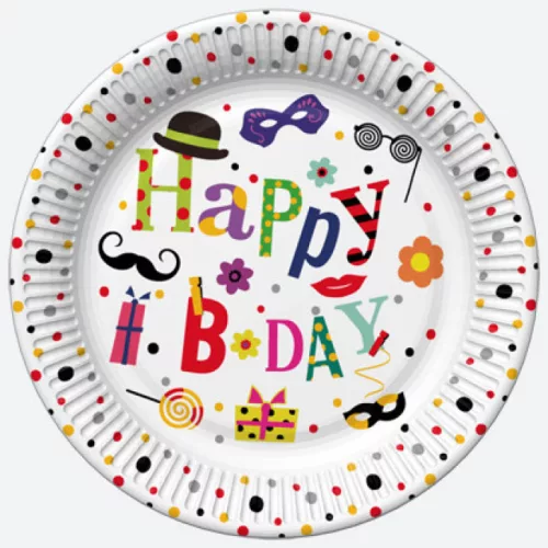 Happy Birthday Funny papírtányér 8 db-os 18 cm