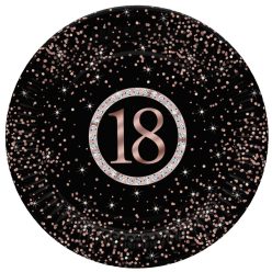 Happy Birthday 18 Rose Gold papírtányér 8 db-os 18 cm