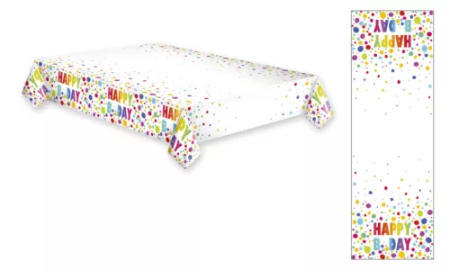 Happy Birthday Dots papír asztalterítő 120x180 cm