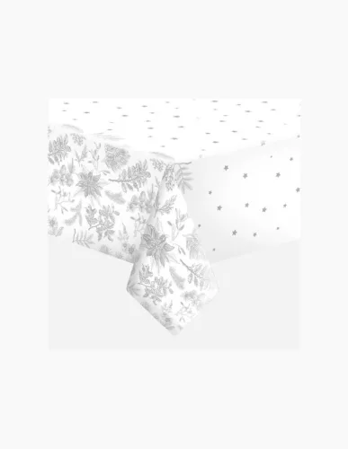 Karácsonyi Botanical Silver papír asztalterítő 120x180 cm