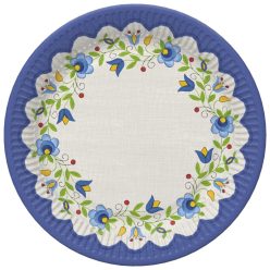 Hímzés Folk papírtányér 8 db-os 18 cm