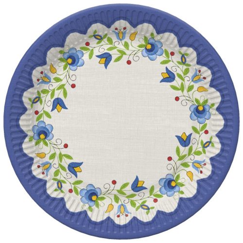 Hímzés Folk papírtányér 8 db-os 18 cm