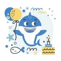 Happy Birthday Blue Shark szalvéta 20 db-os 33x33 cm