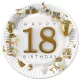 Happy Birthday 18 Gold Motifs papírtányér 8 db-os 18 cm