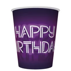 Happy Birthday Neon Cake papír pohár 8 db-os 250 ml