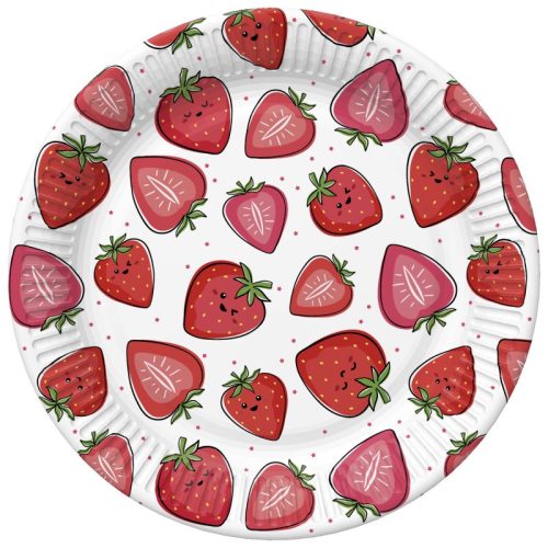 Gyümölcs Strawberries papírtányér 8 db-os 22,7 cm