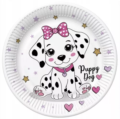Állatos Charming Puppy papírtányér 8 db-os 18 cm