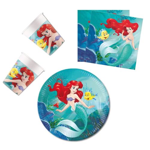 Disney Hercegnők, Ariel Curious party szett 36 db-os 23 cm-es tányérral