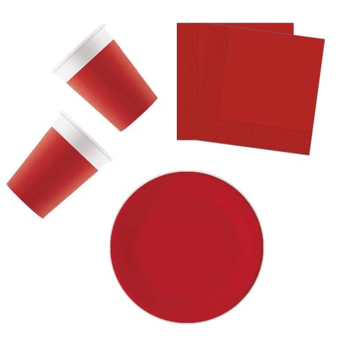 Unicolour Red, Piros party szett 36 db-os 20 cm-es tányérral