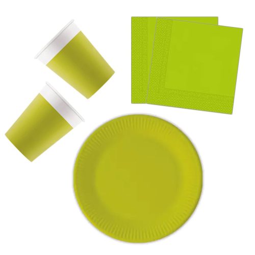 Unicolour Light Green, Zöld party szett 36 db-os 23 cm-es tányérral