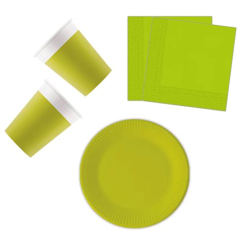 Unicolour Light Green, Zöld party szett 36 db-os 20 cm-es tányérral