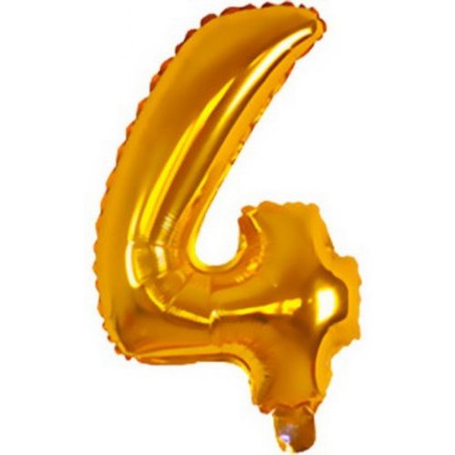 Gold, Arany mini 4-es szám fólia lufi 33 cm