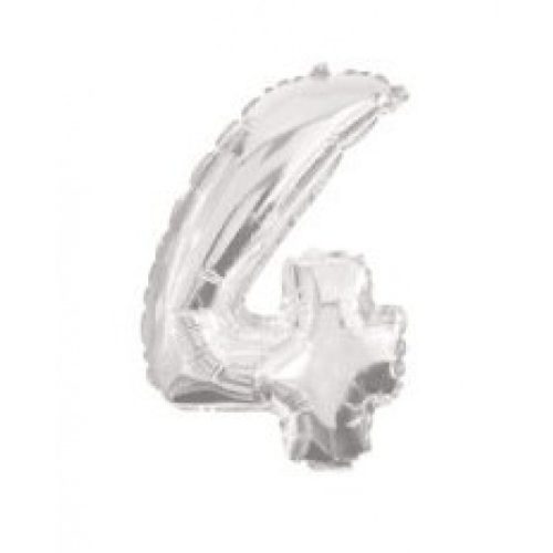 Silver, Ezüst 4-es szám fólia lufi 10 cm