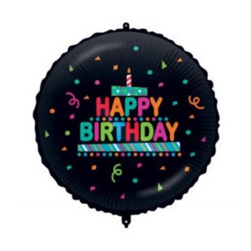 Happy Birthday Black Confetti fólia lufi 46 cm