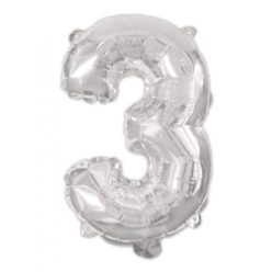 Ezüst Silver 3-as szám fólia lufi 95 cm