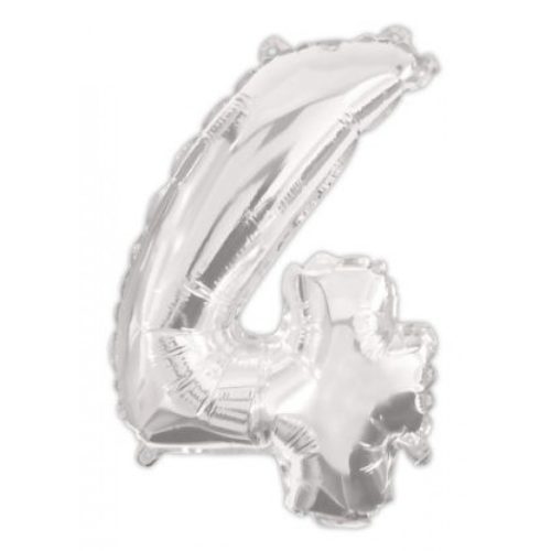 Silver, Ezüst 4-es szám fólia lufi 95 cm