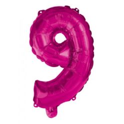 Rózsaszín Hot Pink 9-es szám fólia lufi 95 cm