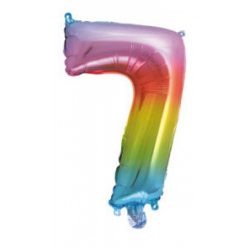   Színes Multicolour Metallic mini 7-es szám fólia lufi 34 cm