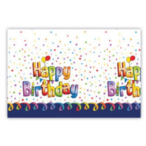 Happy Birthday Multicolor műanyag asztalterítő 120x180 cm