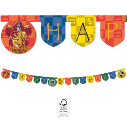 Harry Potter Hogwarts Houses Happy Birthday felirat FSC 2 m