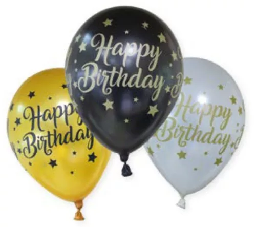 Happy Birthday Stars léggömb, lufi 6 db-os