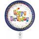 Happy Birthday Multicolor papírtányér 8 db-os 23 cm FSC