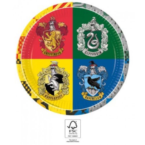 Harry Potter Hogwarts Houses papírtányér 8 db-os 23 cm FSC