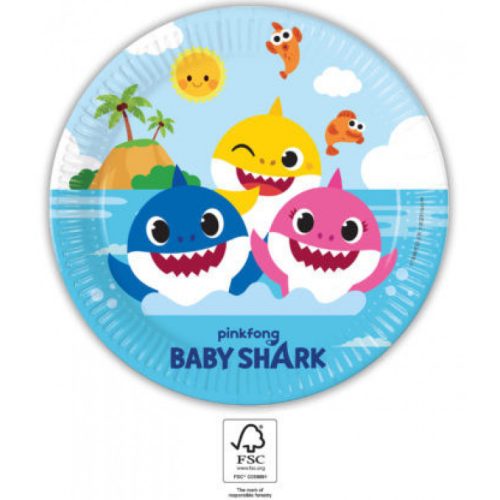 Baby Shark Fun in the Sun papírtányér 8 db-os 23 cm FSC