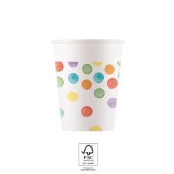 Színes Dots papír pohár 8 db-os 200 ml FSC