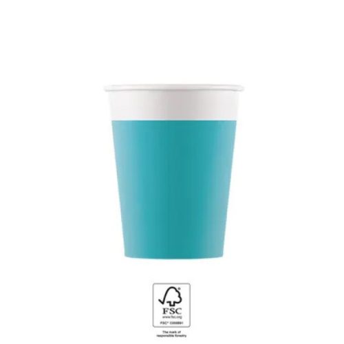 Unicolour Tirquoise, Kék papír pohár 8 db-os 200 ml FSC