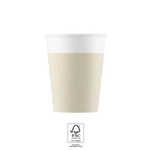 Unicolour Beige, Bézs papír pohár 8 db-os 200 ml FSC